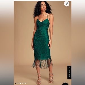 Green fringe dress